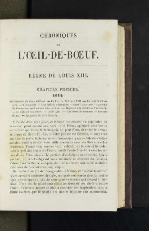 Chroniques de L'oeil-de-Boeuf. Règne de Louis XIII.