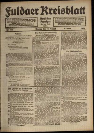 Ausgabe vom Montag, den 18. August 1919.