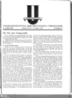 Die Uhr dem Fachgeschäft