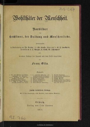 Wohlthäter der Menschheit : Vorbilder des Hochsinns, der Duldung und Menschenliebe