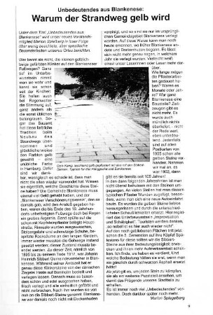 Warum der Strandweg gelb wird : Unbedeutendes aus Blankenese: