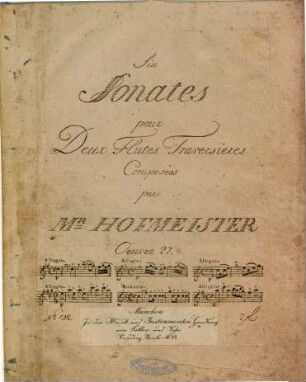 Six sonates pour deux flutes traversieres : Oeuvre 27