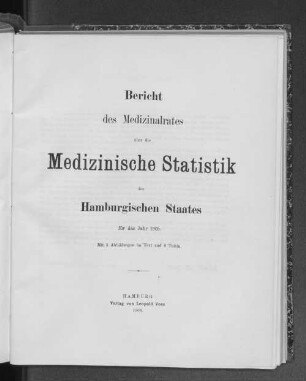 1905: Bericht des Medizinalrates über die medizinische Statistik des Hamburgischen Staates