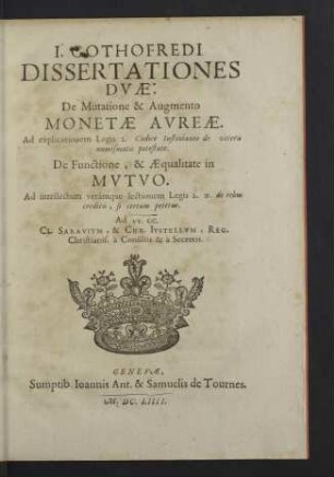 De Mutatione & Augmento Monetae Aureae.