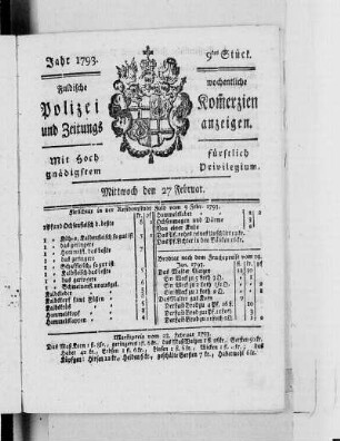9tes Stück., Ausgabe vom 27. Februar 1793