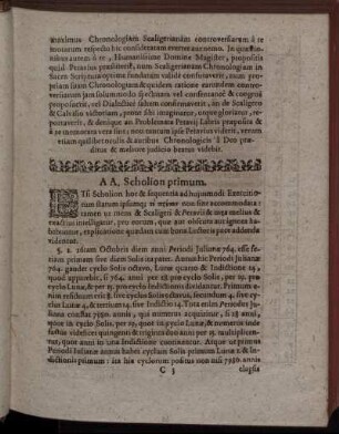 A.A. Scholion primum. - H.H. Scholion Septimum.