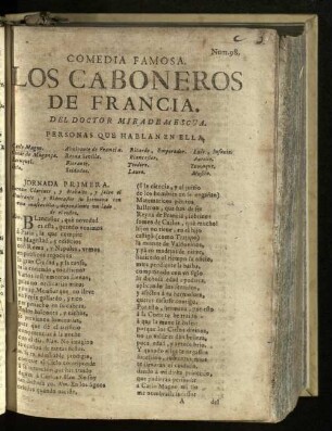 Comedia Famosa : Los Caboneros De Francia