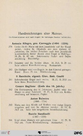 Handzeichnungen alter Meister (Nr. 378-476)