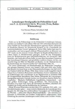Lettenkeuper-Stratigraphie im Hohenloher Land von F. A. QUENSTEDT bis G. WAGNER (Trias, Baden-Württemberg)