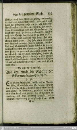 Neunter Artikel. Von den durch die Schärfe der Säfte verursachten Epilepsien
