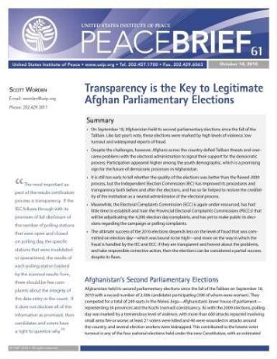 Transparency is the key to legitimate Afghan parliamentary elections