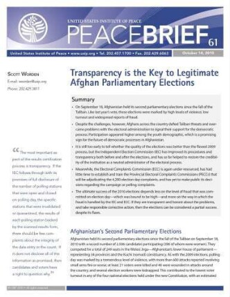 Transparency is the key to legitimate Afghan parliamentary elections