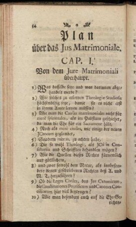 Cap. I. Von dem Jure Matrimoniali überhaupt.