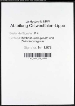 Zivilstandsregister der Stadt Lippstadt (G 1811). (Gemeinde: Lippstadt, Kreis Lippstadt)