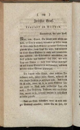 Zwölfter Brief. Lovelace an Belford. - Sechszehnter Brief. Clarissa an Fräulein Howe.