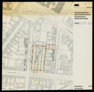 Städtebaulicher Ideenwettbewerb Kantstraße / Uhlandstraße, Berlin-Charlottenburg: Grundriss Parkebene 1:500