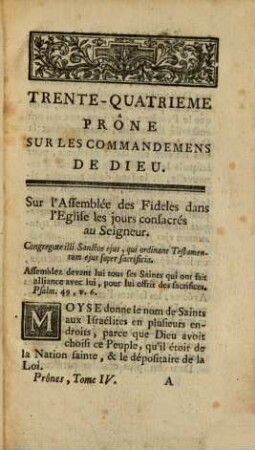 Prônes sur les Commandemens de Dieu, 4