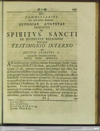 XV. De Spiritus Sancti De Divinitate Religionis Nostrae Testimonio Interno ...