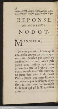 Reponse De Monsieur Nodot