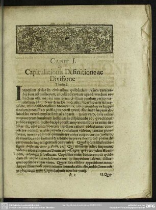 Caput I. De Capitulationis Definitione ac Divisione
