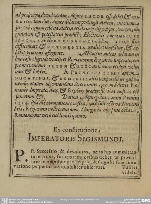Ex constitutione Imperatoris Sigismundi