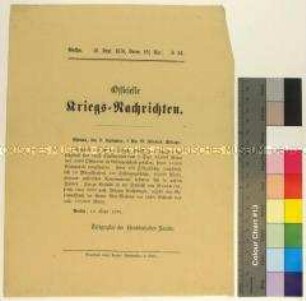 Kriegsdepesche des Norddeutschen Bundes über Kriegsbeute und Kriegsgefangene bei der Schlacht von Sedan