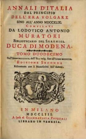 Annali D'Italia Dal Principio Dell'Era Volgare Sino All'Anno MDCCXLIX, 12. Dall'Anno MCCCXXIX. dell'Era volg. sino all'Anno MCCCCIX.
