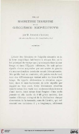 2.Ser.7.1886: Sur le magnétisme terrestre et la géodésie expéditive