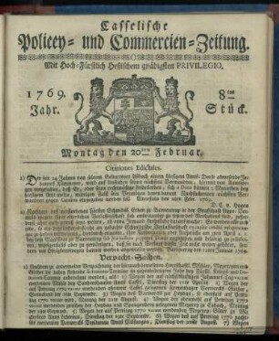 8tes Stueck, Montag den 20ten Februar 1769