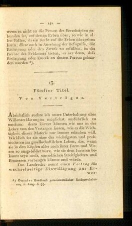 13. Fünfter Titel. Von Verträgen.