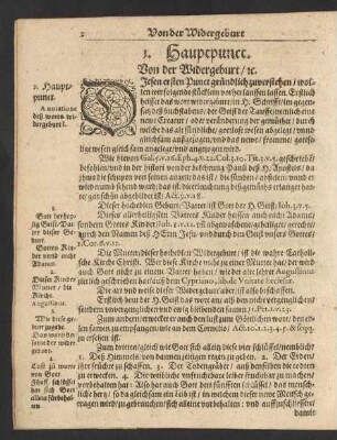 I. Hauptpunct. Von der Widergeburt/ c.