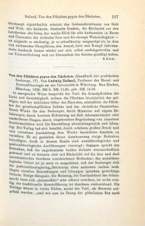 117-118 [Rezension] Ruland, Ludwig, Von den Pflichten gegen den Nächsten