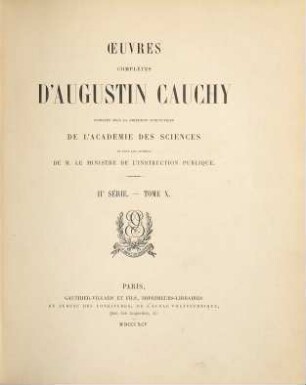 Oeuvres complètes d'Augustin Cauchy, 2,10. Résumés analytiques