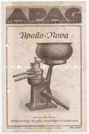 Apollo-Nova Milchzentrifuge mit allen neuzeitlichen Einrichtungen