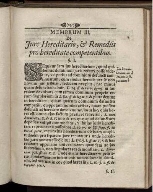 Membrum III. De Iure Hereditario, & Remediis pro hereditate competentibus
