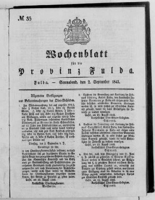 Nr. 35, Ausgabe vom 2. September 1843