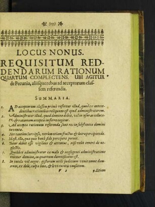 Locus Nonus. Requisitum Reddendarum Rationum Quartum Complectens. ...