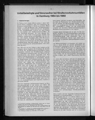 Unfallbeteiligte und Verursacher bei Straßenverkehrsunfällen in Hamburg 1964 bis 1968