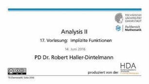 17. Vorlesung: Implizite Funktionen