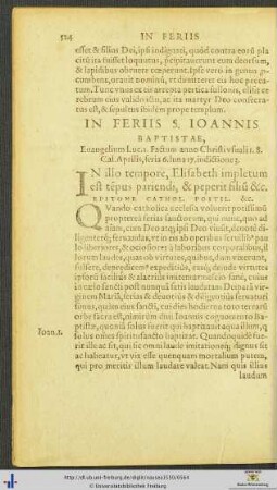 In Feriis Sancti Ioannis Baptistae