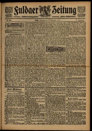 Erste Ausgabe vom Dienstag, den 17. November 1903.