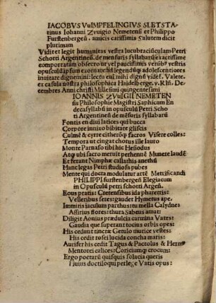 De mensuris Syllabarum epithoma sicuti succinctissimu[m] ita et fructuosissimum