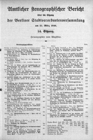 Sitzung 14, 25. März 1926