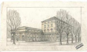 Littmann, Max; München, Briennerstr.; Diskontgesellschaft, Gartenbebauung Palais Almeida - Perspektive