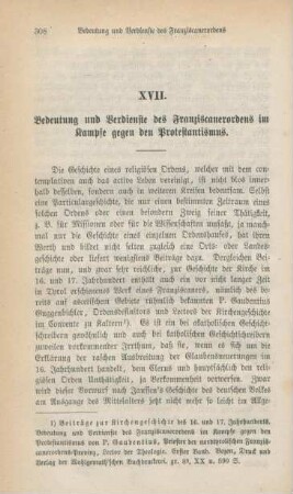 308-317 Bedeutung und Verdienste des Franziscanerordens im Kampfe gegen den Protestantismus