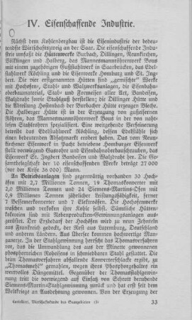 IV. Eisenschaffende Industrie.