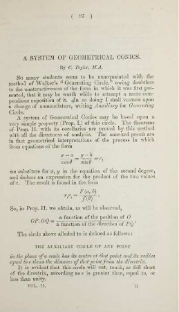 A system of geometrical conics.