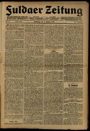 Erste Ausgabe vom Samstag, den 04. Januar 1913.