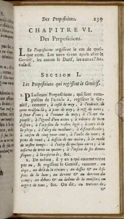 Chapitre VI. De Prepositions.