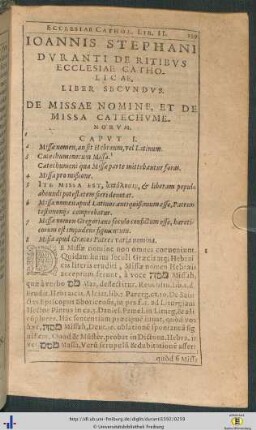 Liber Secundus. De Missae Nomine, Et De Missa Catechume.